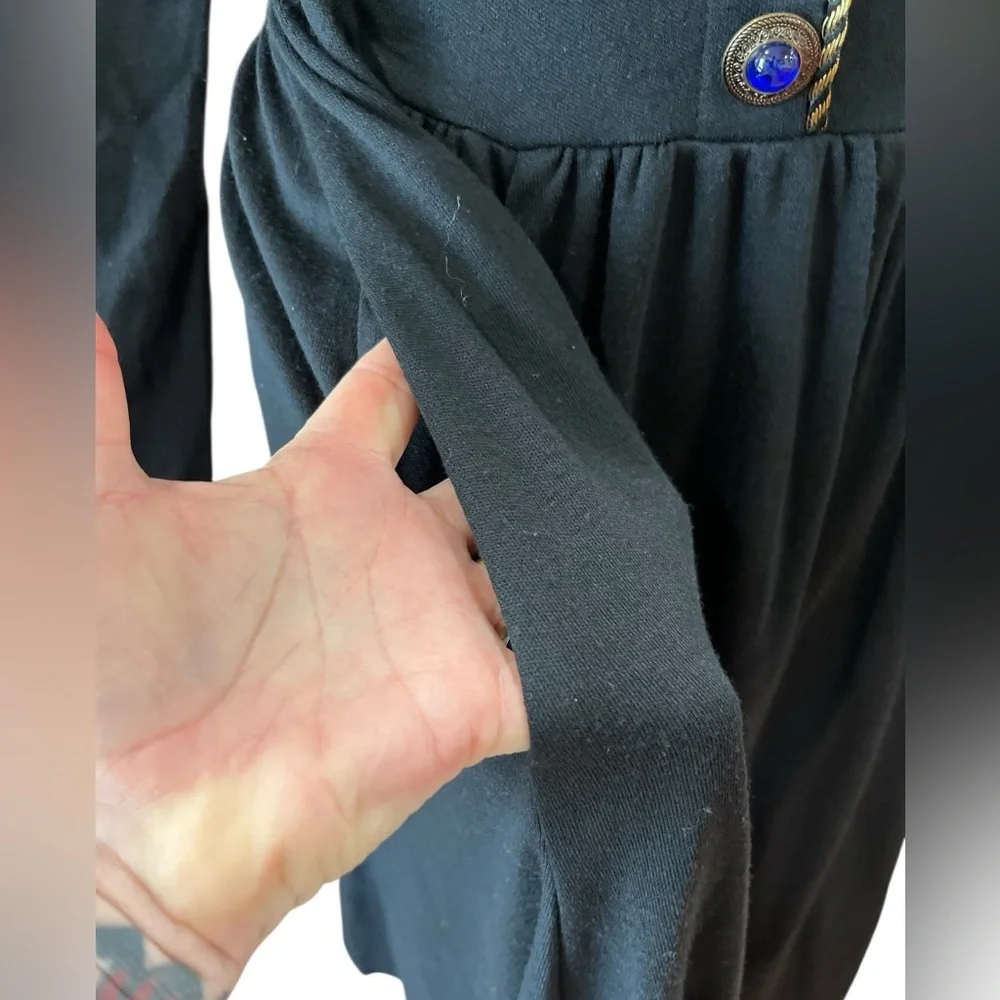 EXPO Dynasty Vintage 80s Black Gemstone Knit Fit Flare Dress M